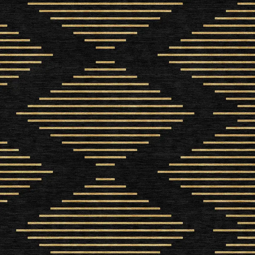 Black And Beige Geometric Washable Indoor Outdoor Area Rug Photo 6