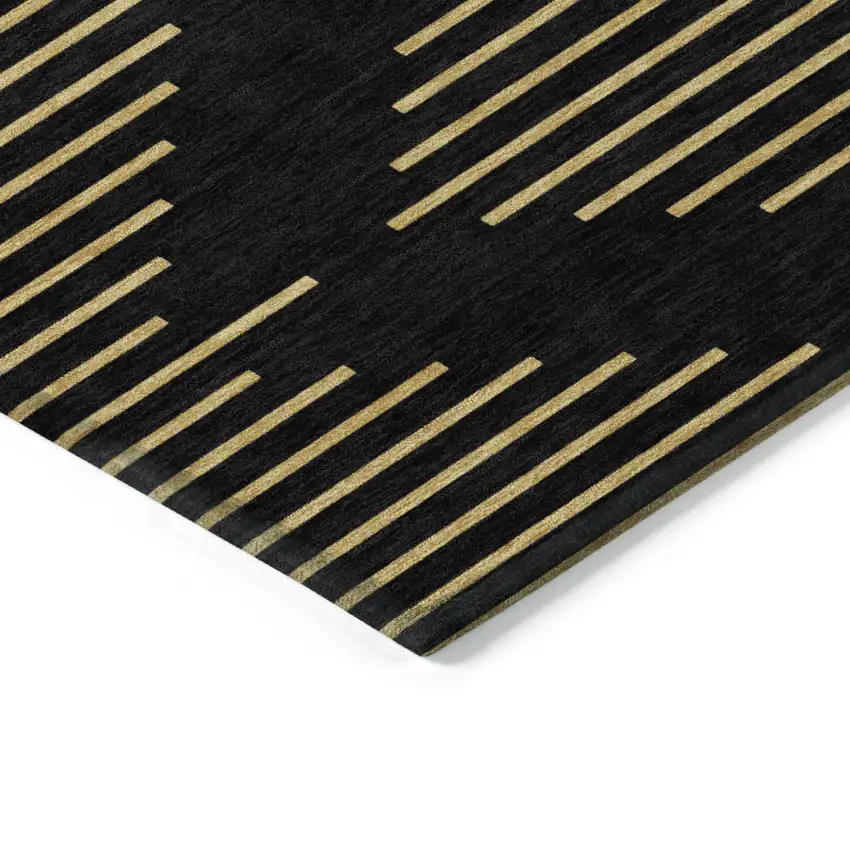 Black And Beige Geometric Washable Indoor Outdoor Area Rug Photo 4