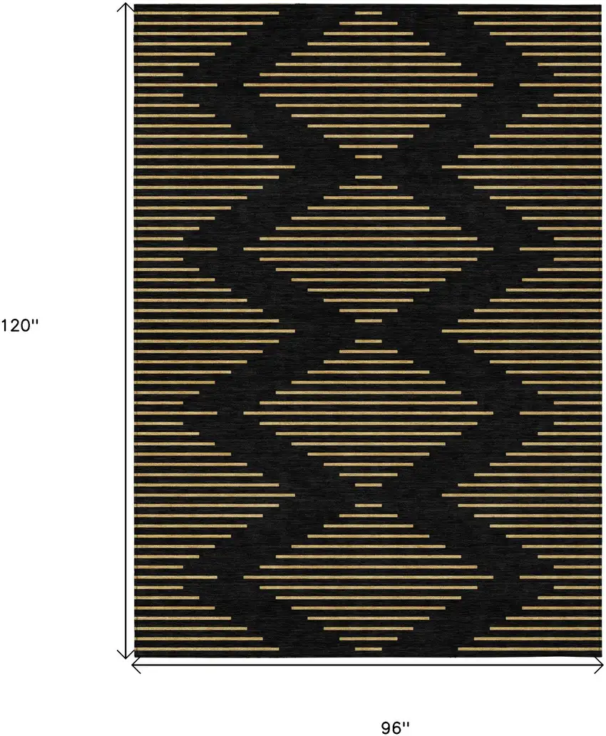 Black And Beige Geometric Washable Indoor Outdoor Area Rug Photo 3