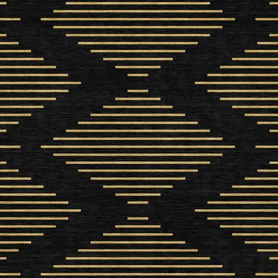 Black And Beige Geometric Washable Indoor Outdoor Area Rug Photo 6