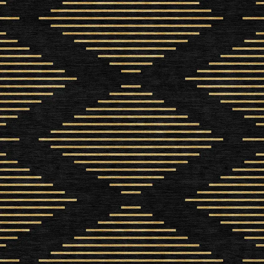 Black And Beige Geometric Washable Indoor Outdoor Area Rug Photo 6