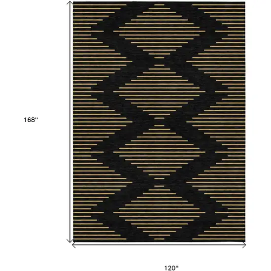 Black And Beige Geometric Washable Indoor Outdoor Area Rug Photo 3