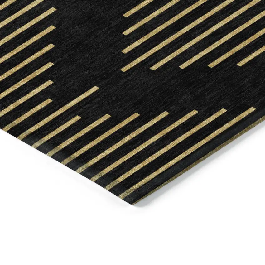 Black And Beige Geometric Washable Indoor Outdoor Area Rug Photo 3