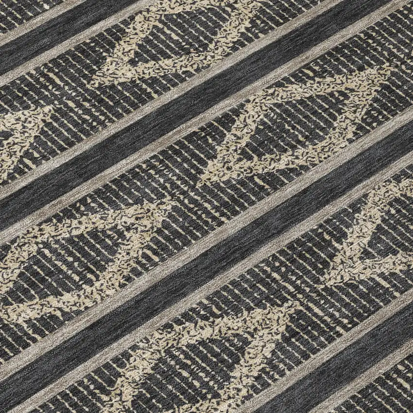 Black And Beige Geometric Washable Indoor Outdoor Area Rug Photo 8