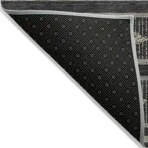 Photo of Black And Beige Geometric Washable Indoor Outdoor Area Rug