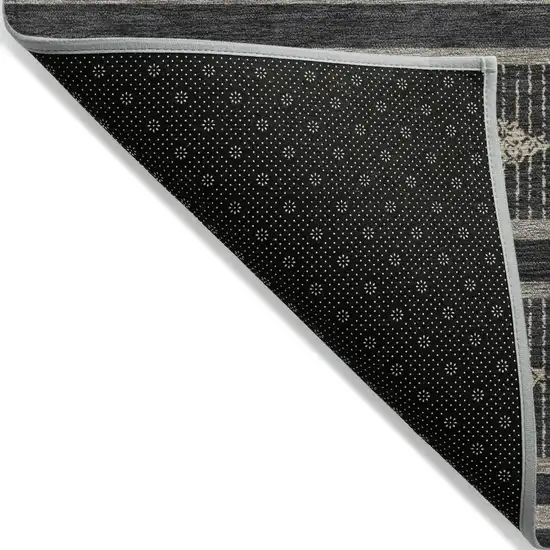 Black And Beige Geometric Washable Indoor Outdoor Area Rug Photo 4