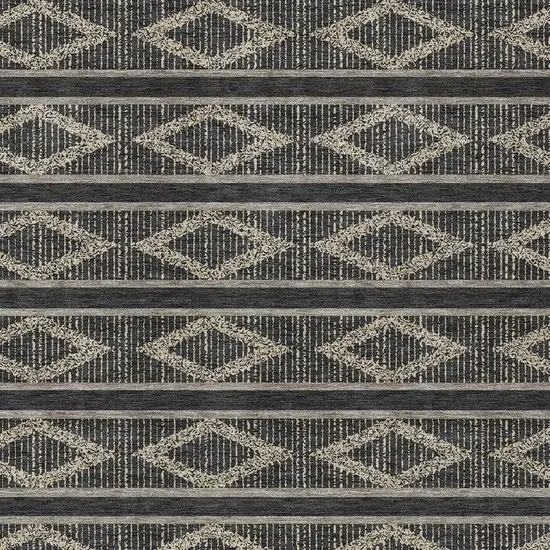 Black And Beige Geometric Washable Indoor Outdoor Area Rug Photo 6