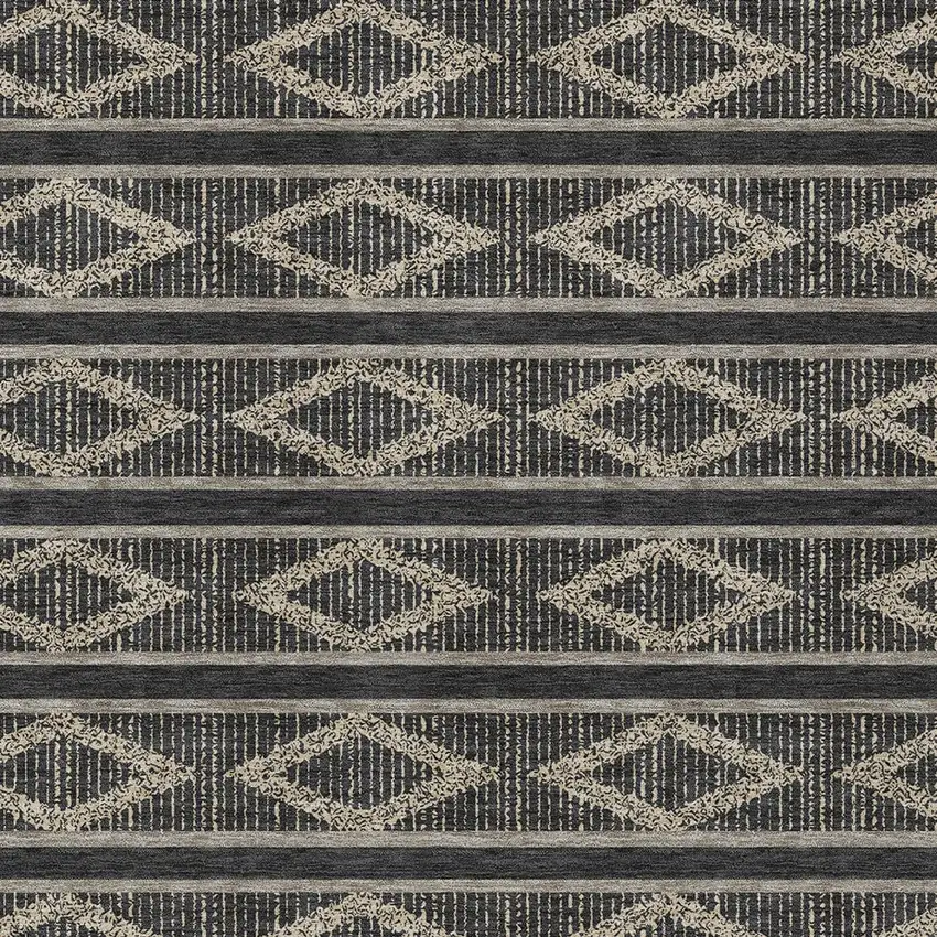 Black And Beige Geometric Washable Indoor Outdoor Area Rug Photo 6