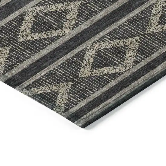 Black And Beige Geometric Washable Indoor Outdoor Area Rug Photo 5
