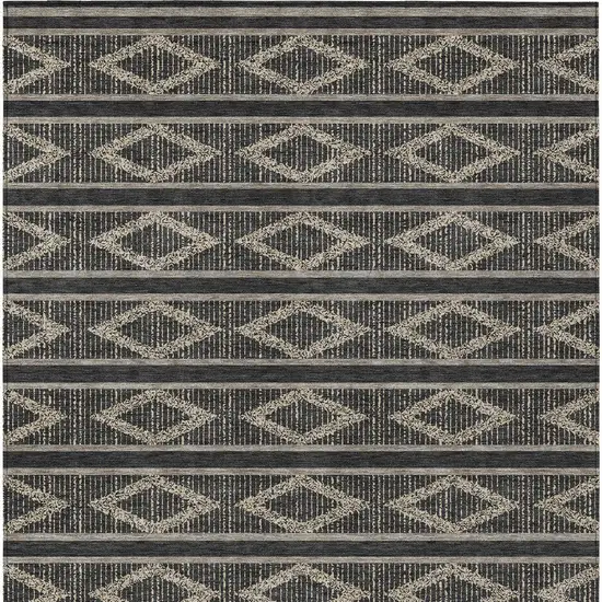 Black And Beige Geometric Washable Indoor Outdoor Area Rug Photo 7