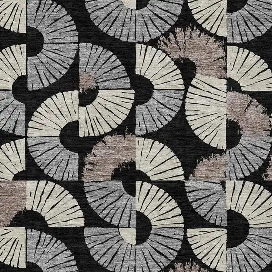 Black And Beige Geometric Washable Indoor Outdoor Area Rug Photo 2