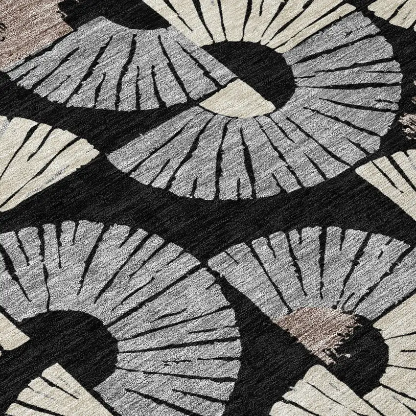 Black And Beige Geometric Washable Indoor Outdoor Area Rug Photo 9