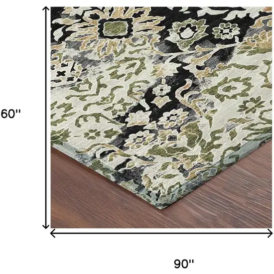 Black And Beige Geometric Washable Indoor Outdoor Area Rug Photo 6