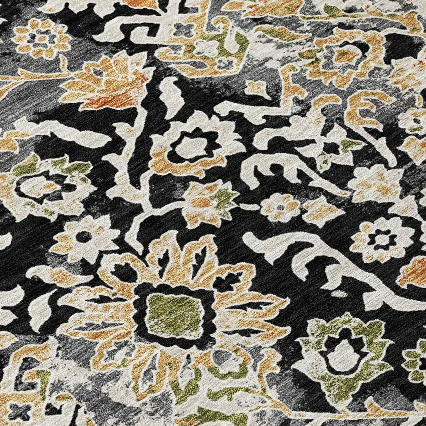 Black And Beige Geometric Washable Indoor Outdoor Area Rug Photo 5