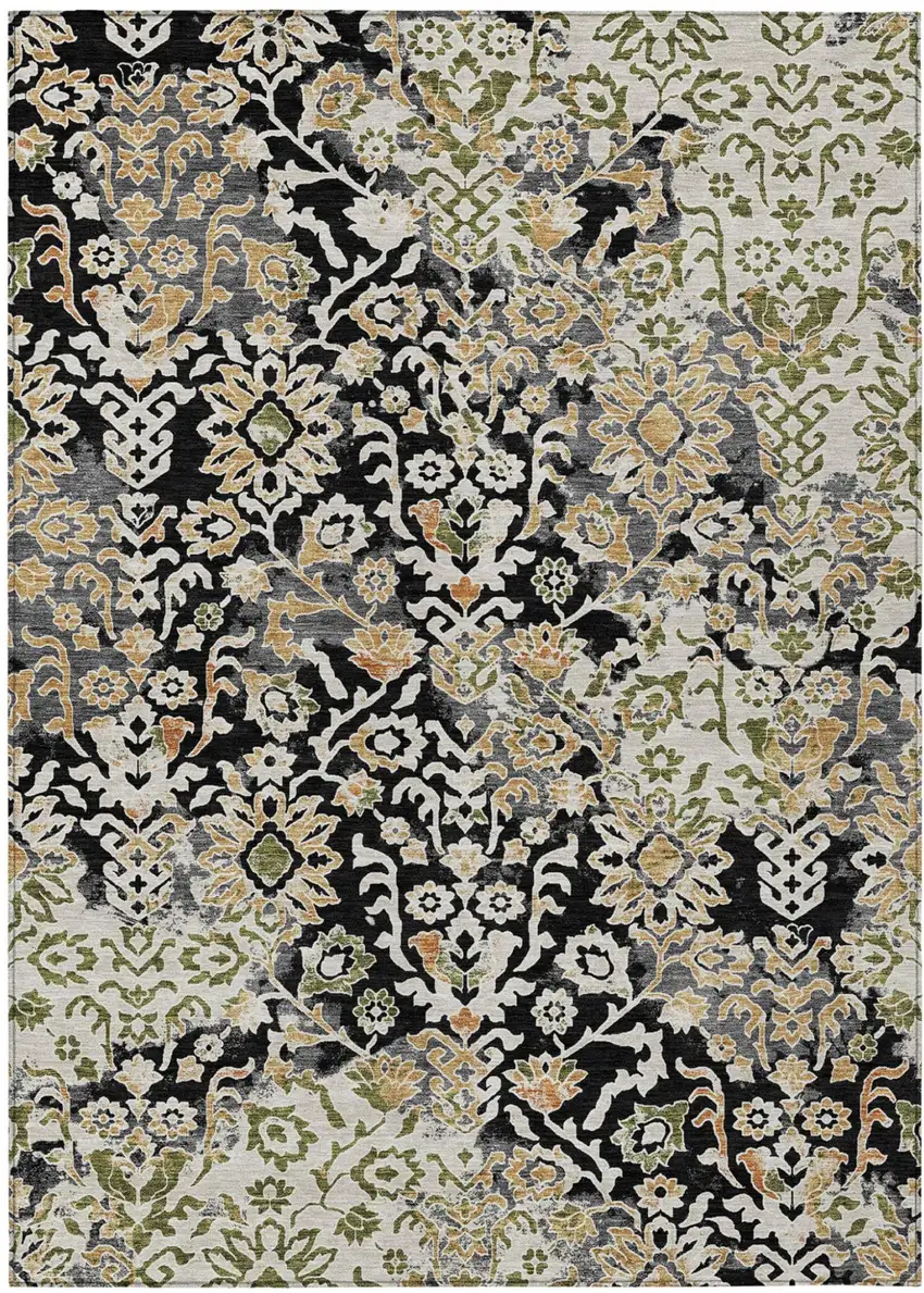 Black And Beige Geometric Washable Indoor Outdoor Area Rug Photo 4