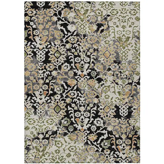 Black And Beige Geometric Washable Indoor Outdoor Area Rug Photo 4