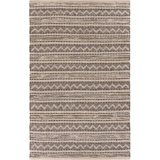 Black And Beige Jute Chevron Hand Woven Square Rug Photo 2