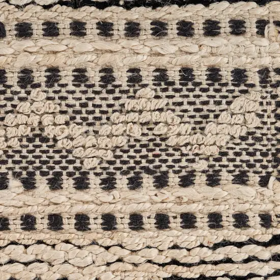 Black And Beige Jute Chevron Hand Woven Square Rug Photo 9