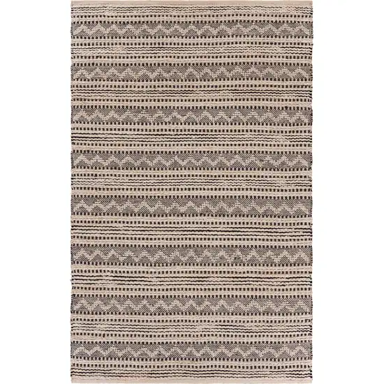 Black And Beige Jute Chevron Hand Woven Square Rug Photo 3