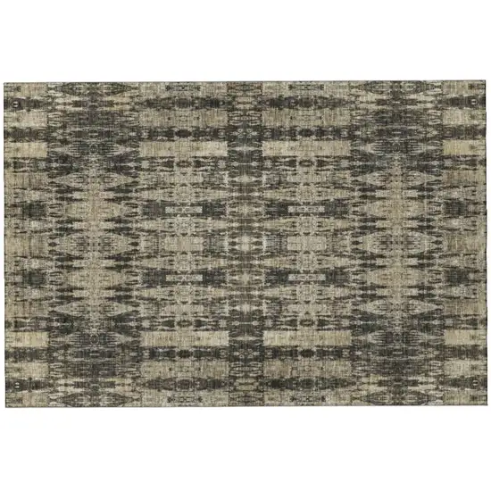 Black And Beige Moroccan Washable Area Rug With UV Protection Photo 2