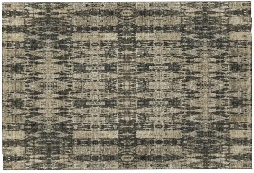 Black And Beige Moroccan Washable Area Rug With UV Protection Photo 2