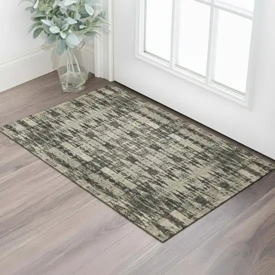 Black And Beige Moroccan Washable Area Rug With UV Protection Photo 1