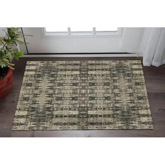 Black And Beige Moroccan Washable Area Rug With UV Protection Photo 2