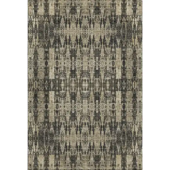 Black And Beige Moroccan Washable Area Rug With UV Protection Photo 1