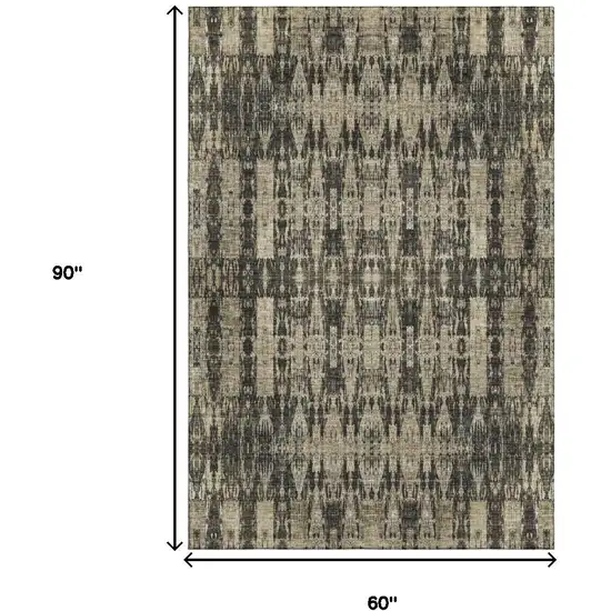 Black And Beige Moroccan Washable Area Rug With UV Protection Photo 3