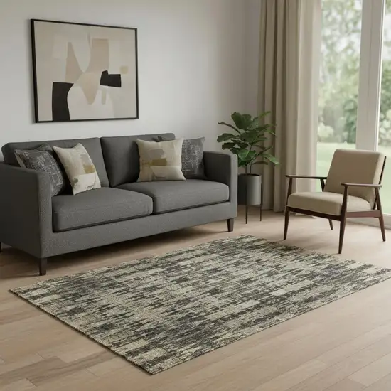 Black And Beige Moroccan Washable Area Rug With UV Protection Photo 1