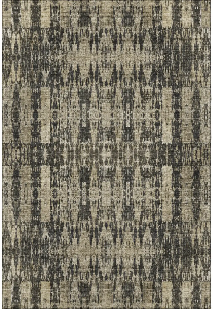 Black And Beige Moroccan Washable Area Rug With UV Protection Photo 3