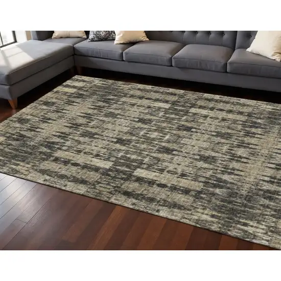 Black And Beige Moroccan Washable Area Rug With UV Protection Photo 2