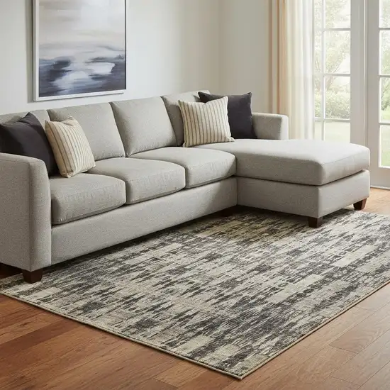 Black And Beige Moroccan Washable Area Rug With UV Protection Photo 1