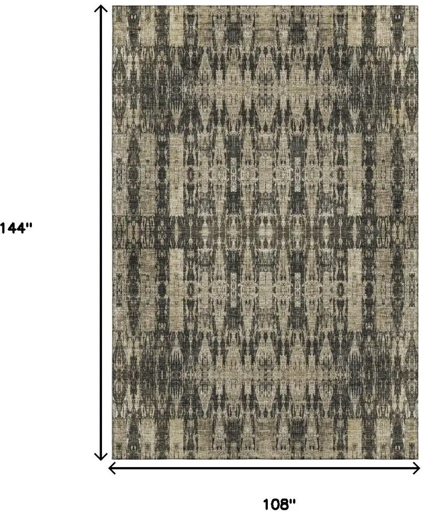 Black And Beige Moroccan Washable Area Rug With UV Protection Photo 9