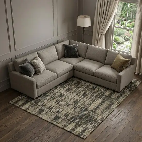 Black And Beige Moroccan Washable Area Rug With UV Protection Photo 1