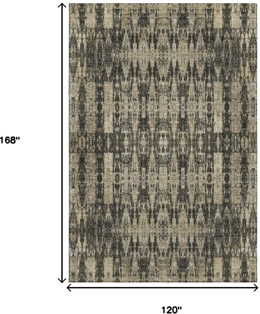 Black And Beige Moroccan Washable Area Rug With UV Protection Photo 3