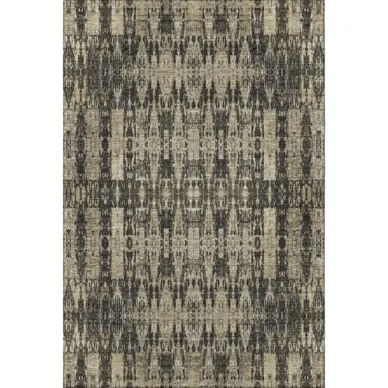 Black And Beige Moroccan Washable Area Rug With UV Protection Photo 3