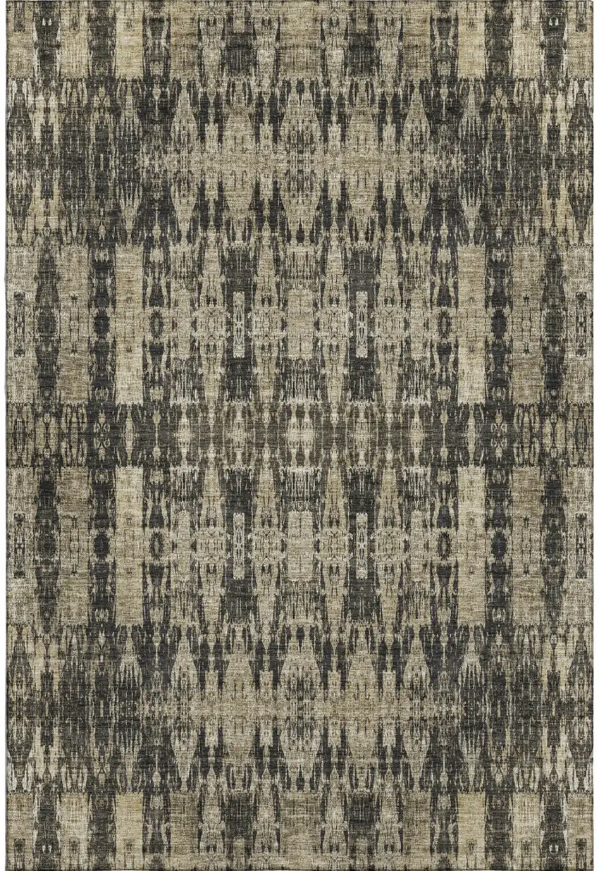 Black And Beige Moroccan Washable Area Rug With UV Protection Photo 1
