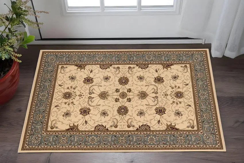 Black And Beige Oriental Area Rug Photo 1