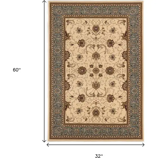 Black And Beige Oriental Area Rug Photo 3