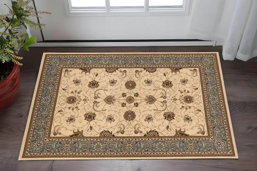 Black And Beige Oriental Area Rug Photo 1