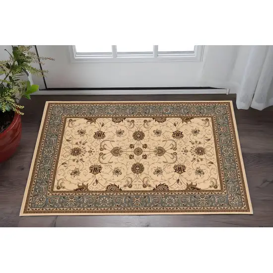 Black And Beige Oriental Area Rug Photo 1