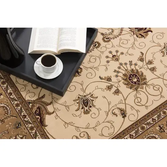 Black And Beige Oriental Area Rug Photo 6