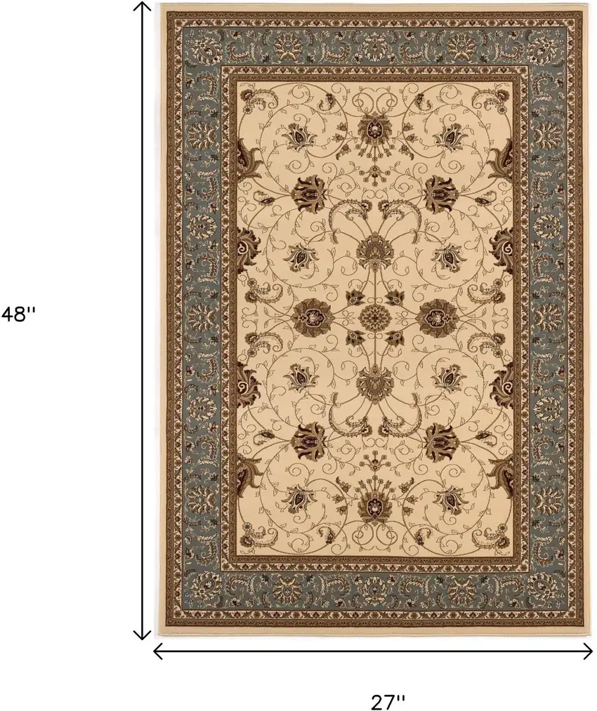 Black And Beige Oriental Area Rug Photo 3
