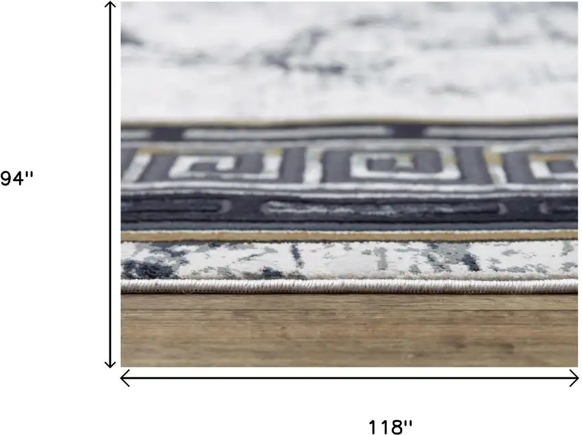 Black And Beige Oriental Area Rug Photo 5