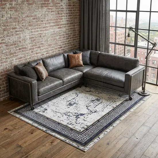Black And Beige Oriental Area Rug Photo 1