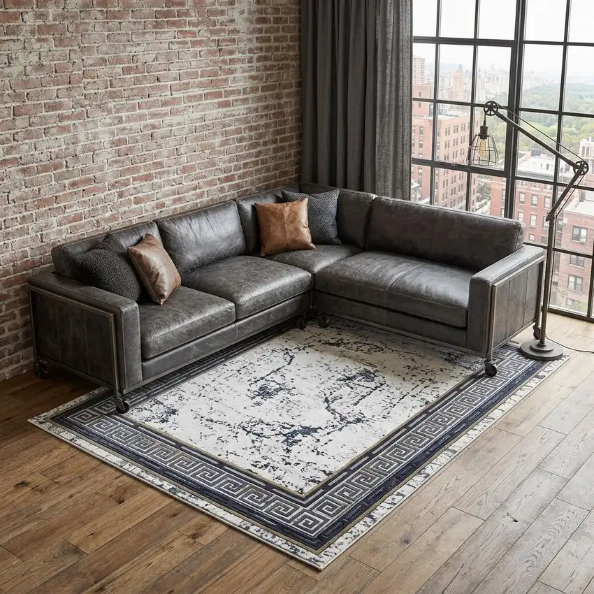 Black And Beige Oriental Area Rug Photo 1
