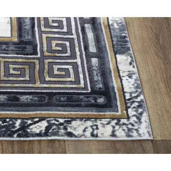 Black And Beige Oriental Area Rug Photo 3