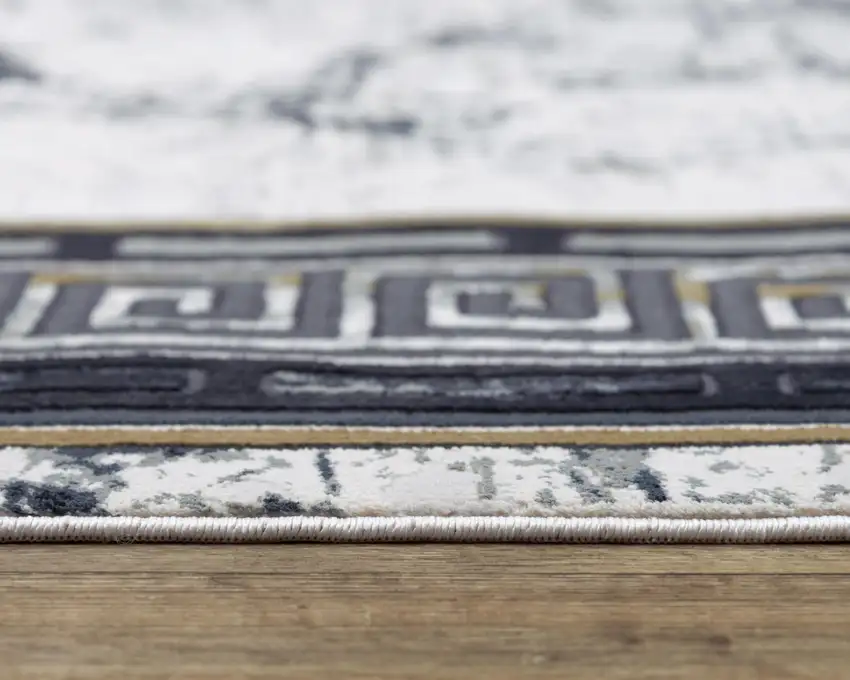 Black And Beige Oriental Area Rug Photo 2