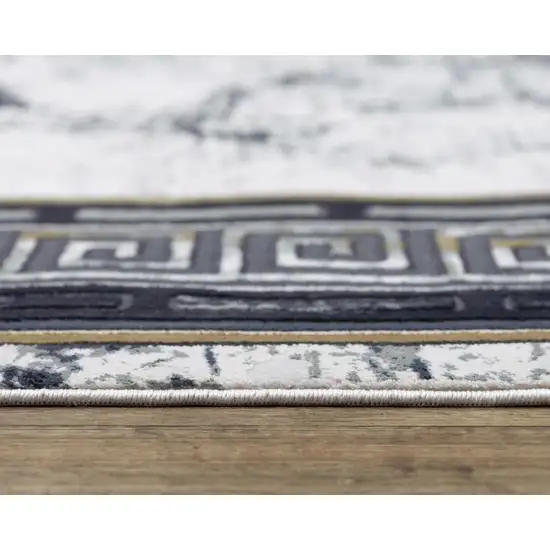 Black And Beige Oriental Area Rug Photo 2